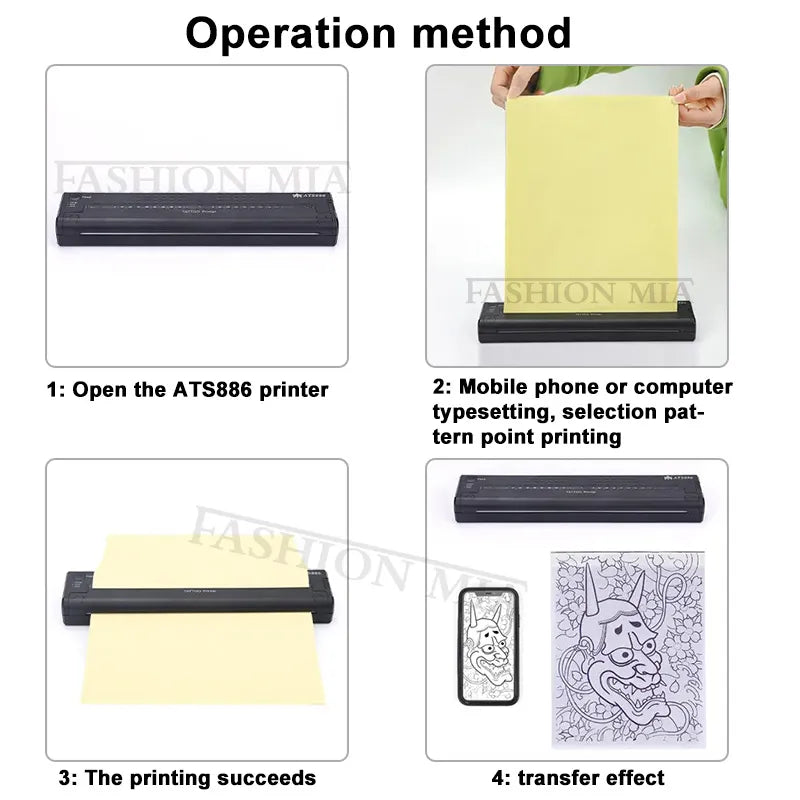 Wireless Bluetooth Tattoo Printer Tattoo Machine Copier Stencil Maker for Tatu Photos Thermal Transfer Paper Copy Line Printing