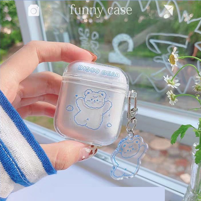 Cute Fresh Flower Earphone Case For AirPods 1 2 Pro Case Transparent TPU Air pods 3 Bluetooth Earphone Charging Box With Keyring