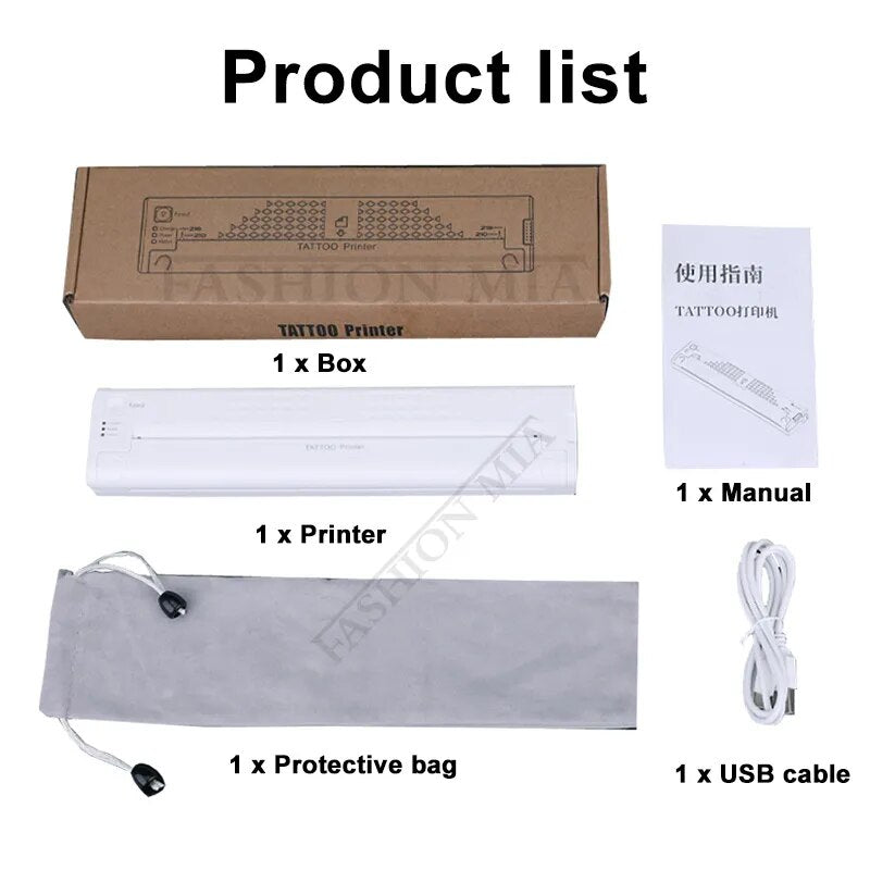 Wireless Bluetooth Tattoo Printer Tattoo Machine Copier Stencil Maker for Tatu Photos Thermal Transfer Paper Copy Line Printing