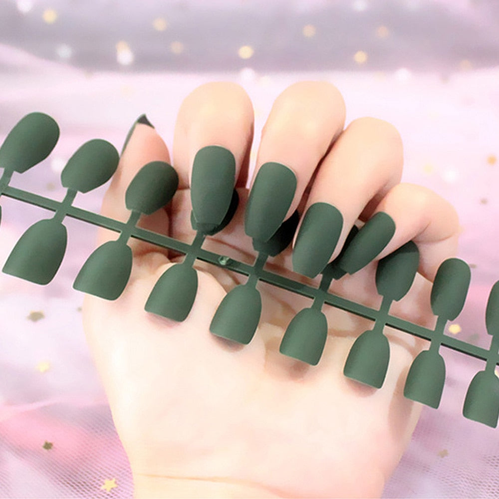Matte False Nail Tips Solid Color Matte Super Long Coffin False Nail Ballet Press on Nails Tips for Artificial Fingernails