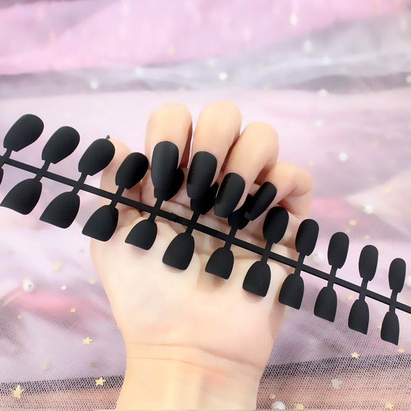 Matte False Nail Tips Solid Color Matte Super Long Coffin False Nail Ballet Press on Nails Tips for Artificial Fingernails