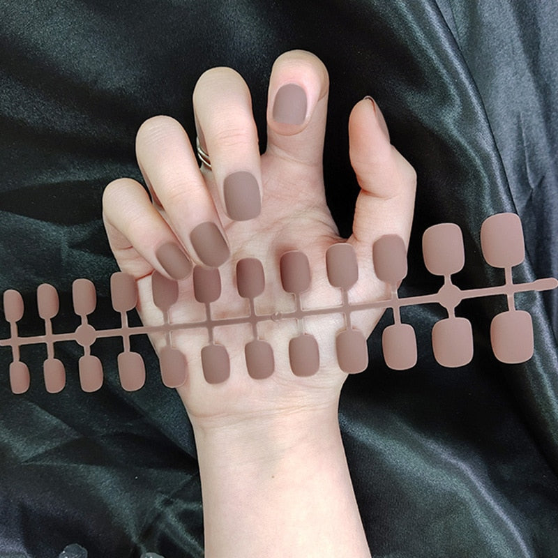 Matte False Nail Tips Solid Color Matte Super Long Coffin False Nail Ballet Press on Nails Tips for Artificial Fingernails