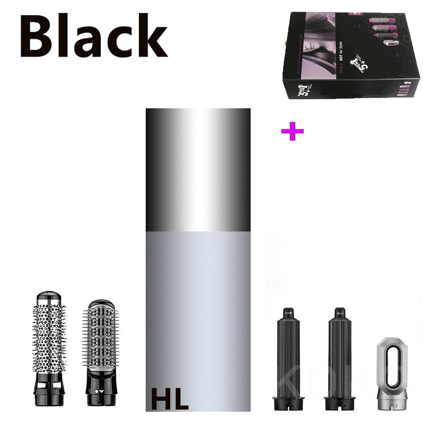 Hair Dryer 5 In 1 Electric Hair Comb Negative Ion Straightener Brush Blow Dryer Air Comb Curling Wand Detachable Brush Kit Home