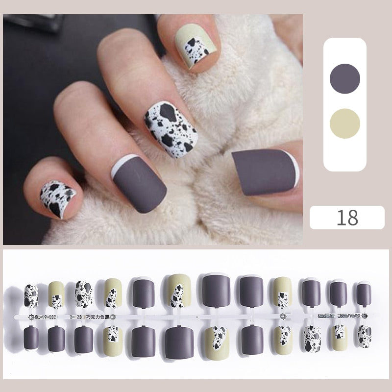 Matte False Nail Tips Solid Color Matte Super Long Coffin False Nail Ballet Press on Nails Tips for Artificial Fingernails