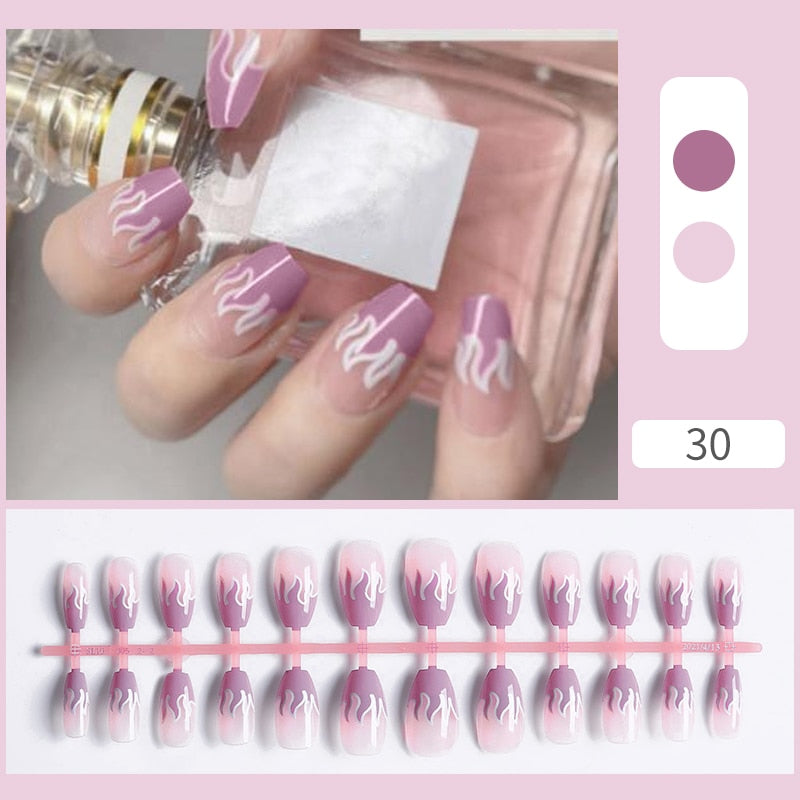 Matte False Nail Tips Solid Color Matte Super Long Coffin False Nail Ballet Press on Nails Tips for Artificial Fingernails