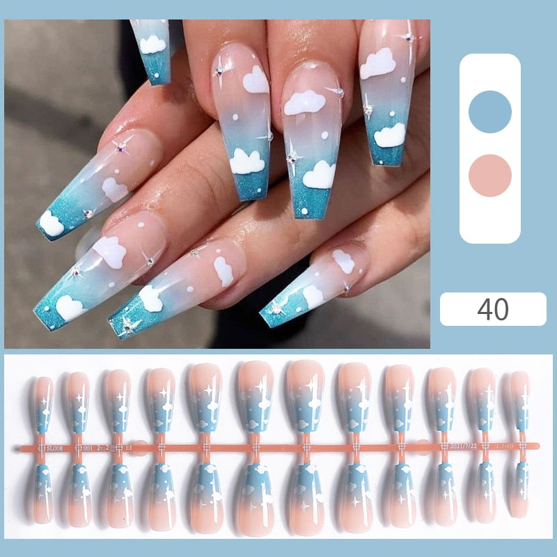 Matte False Nail Tips Solid Color Matte Super Long Coffin False Nail Ballet Press on Nails Tips for Artificial Fingernails