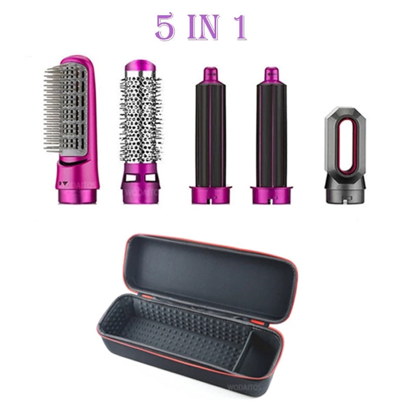Hair Dryer 5 In 1 Electric Hair Comb Negative Ion Straightener Brush Blow Dryer Air Comb Curling Wand Detachable Brush Kit Home