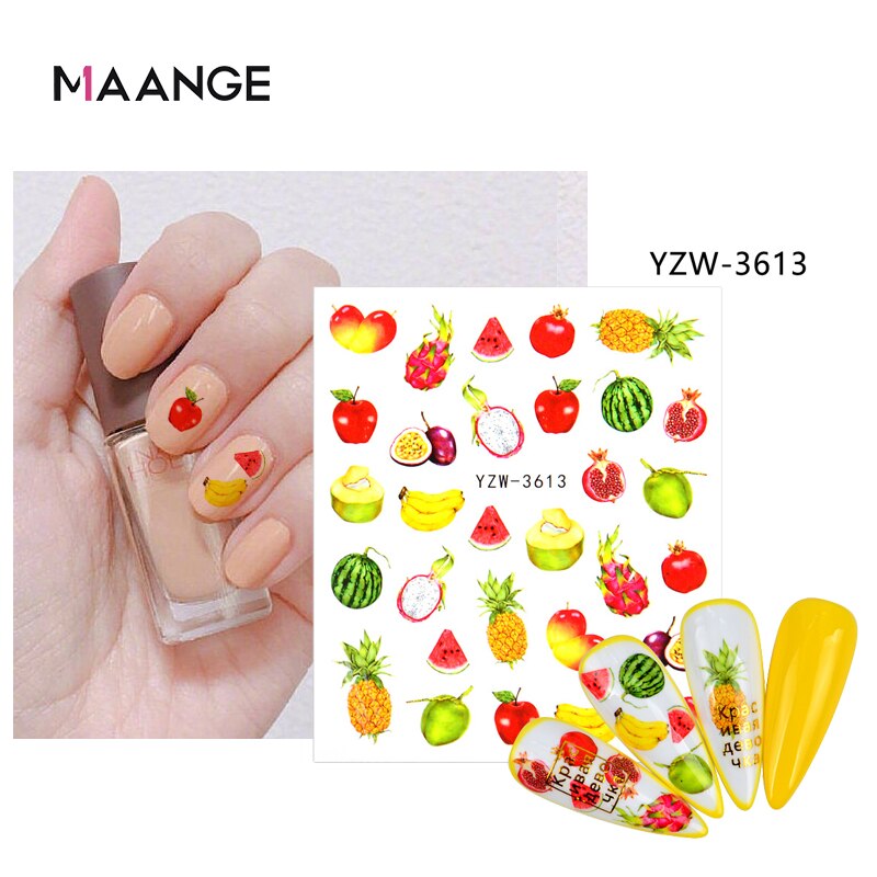 Single Sheet Nail Art Sticker Water Transfer Fruit Geometry Press On Nails Fake Nail Sticker Decoracion For Women