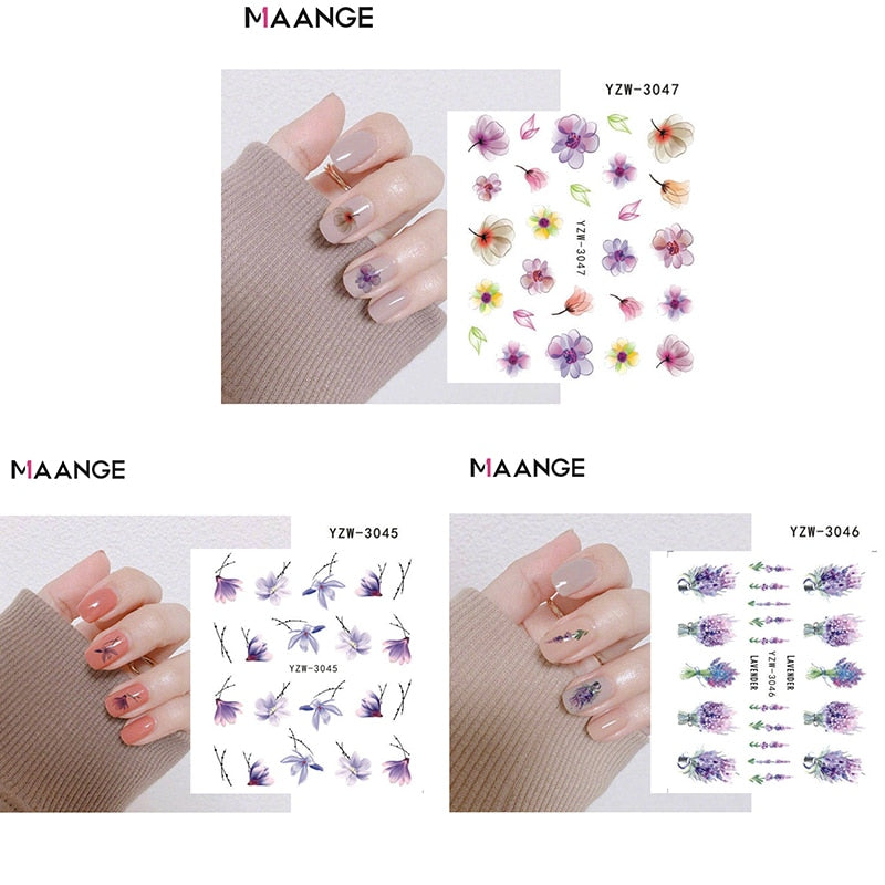 Single Sheet Nail Art Sticker Water Transfer Fruit Geometry Press On Nails Fake Nail Sticker Decoracion For Women