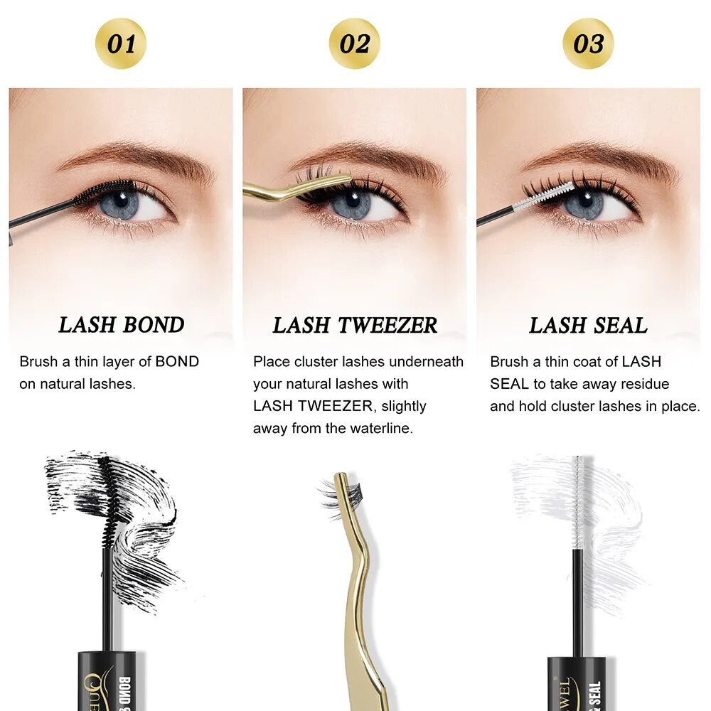 Quewel Lash Bond and Seal 10ML Lash Clusters Long Lasting Lash Glue Waterproof for Individual Cluster Lashes Glue pegamento