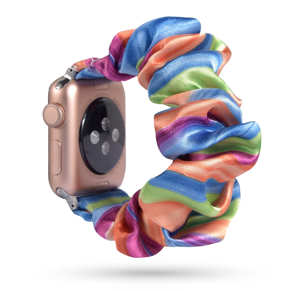 Scrunchie Elastic Band for Apple Watch 7 6 5 4 3 42mm 44mm sport strap Bracelet for iwatch wrist series 7 45 41 mm