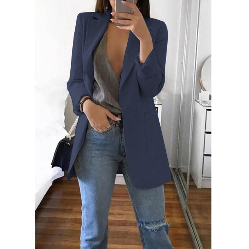 Women's Blazers Jacket 2022 Spring and Autumn Female Jacket Oversize Office Long Sleeve Solid Color Coat Loose Casual Clothes