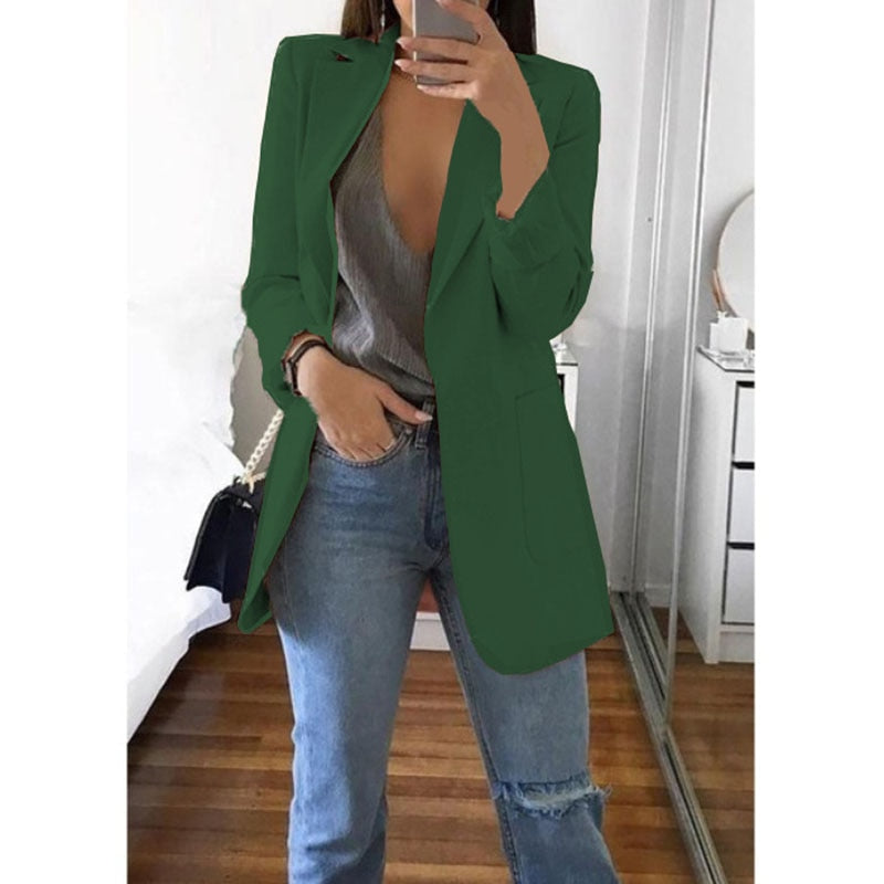 Women's Blazers Jacket 2022 Spring and Autumn Female Jacket Oversize Office Long Sleeve Solid Color Coat Loose Casual Clothes