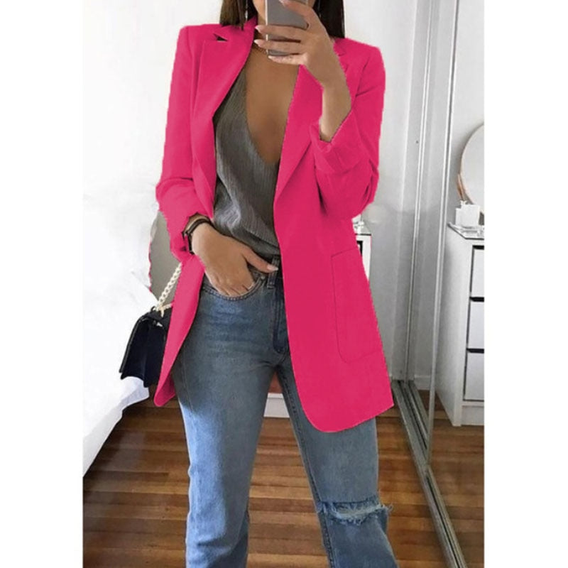 Women's Blazers Jacket 2022 Spring and Autumn Female Jacket Oversize Office Long Sleeve Solid Color Coat Loose Casual Clothes