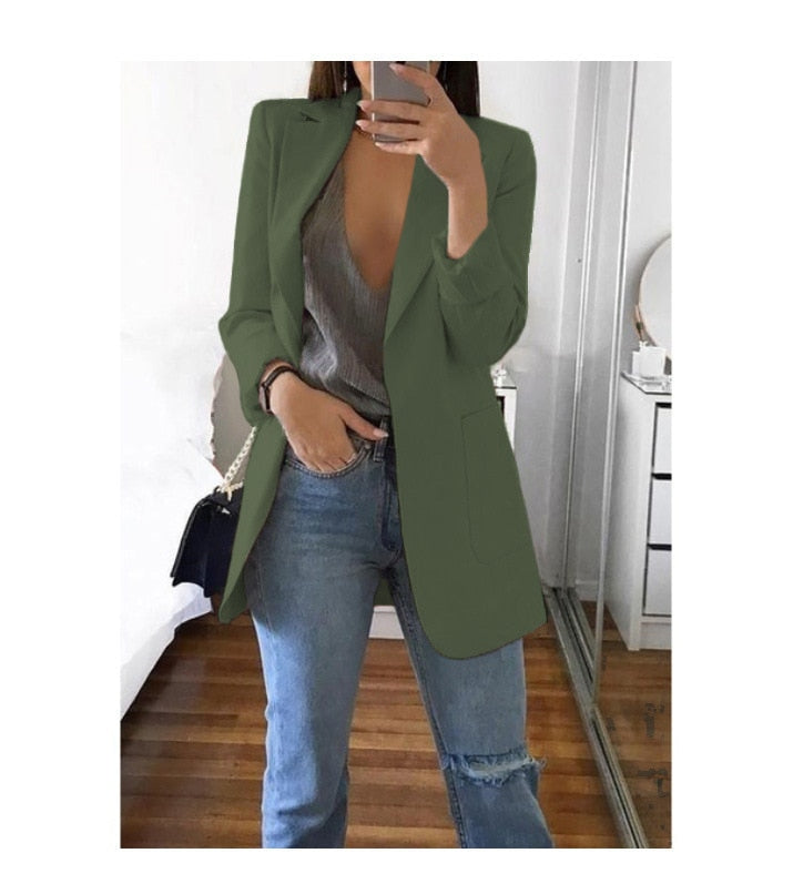 Women's Blazers Jacket 2022 Spring and Autumn Female Jacket Oversize Office Long Sleeve Solid Color Coat Loose Casual Clothes