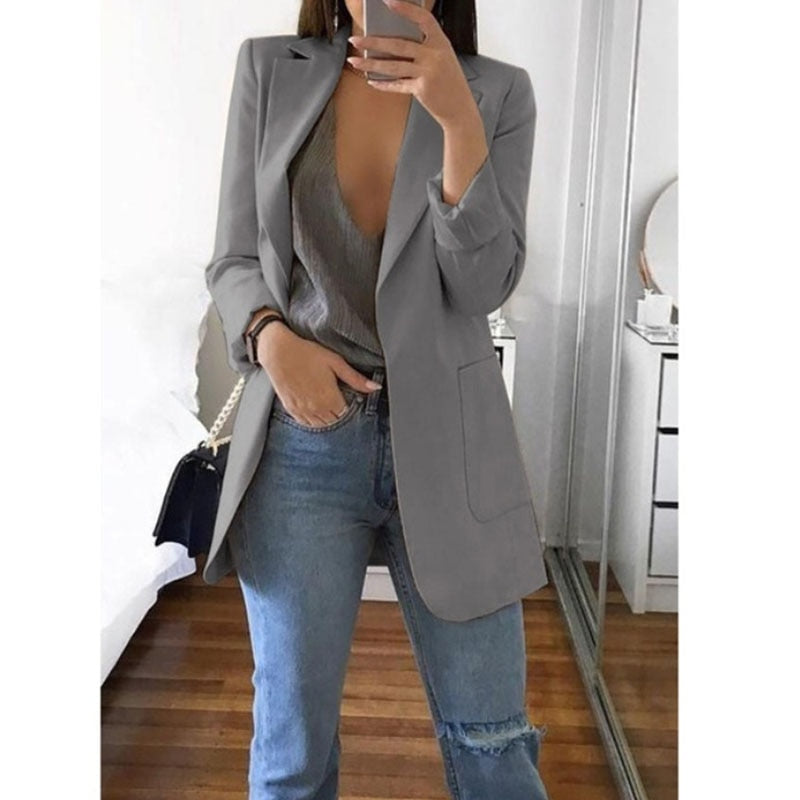 Women's Blazers Jacket 2022 Spring and Autumn Female Jacket Oversize Office Long Sleeve Solid Color Coat Loose Casual Clothes