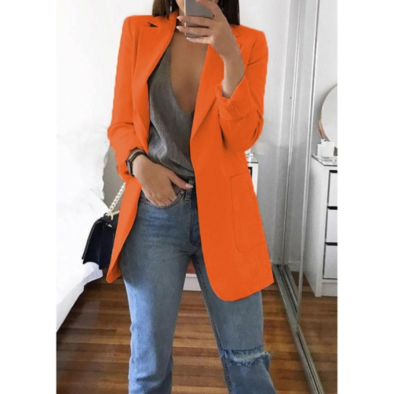 Women's Blazers Jacket 2022 Spring and Autumn Female Jacket Oversize Office Long Sleeve Solid Color Coat Loose Casual Clothes