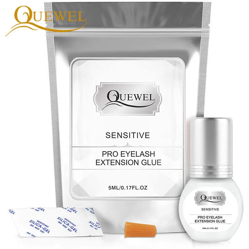 Quewel Eyelash Extension Glue 5ml/Bottle Lash Ultra Super Glue 1-2 s Dry Time Individual Lashes Adhesive Retention 7-8 Weeks