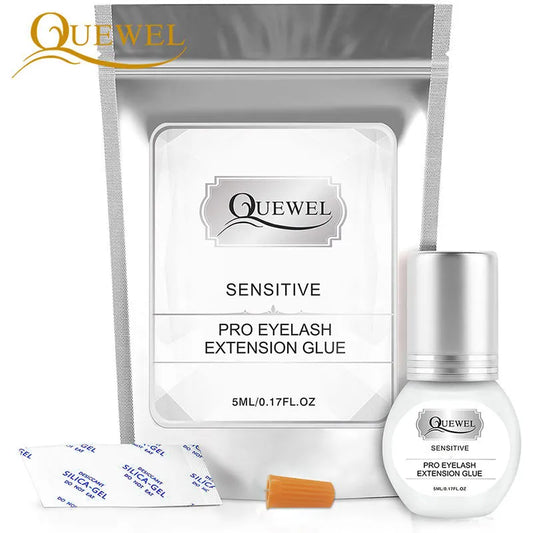 Quewel Eyelash Extension Glue 5ml/Bottle Lash Ultra Super Glue 1-2 s Dry Time Individual Lashes Adhesive Retention 7-8 Weeks