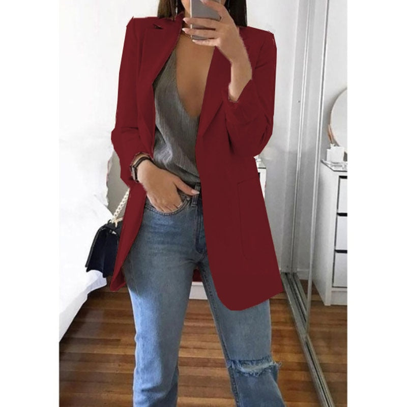 Women's Blazers Jacket 2022 Spring and Autumn Female Jacket Oversize Office Long Sleeve Solid Color Coat Loose Casual Clothes