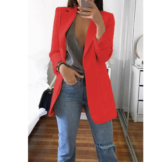 Women's Blazers Jacket 2022 Spring and Autumn Female Jacket Oversize Office Long Sleeve Solid Color Coat Loose Casual Clothes