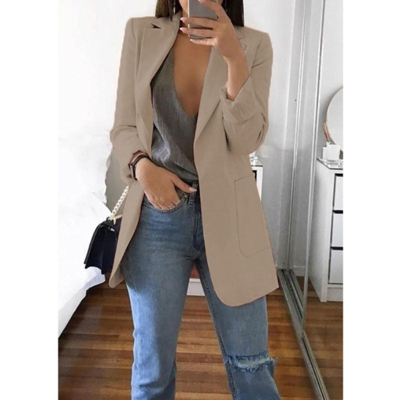 Women's Blazers Jacket 2022 Spring and Autumn Female Jacket Oversize Office Long Sleeve Solid Color Coat Loose Casual Clothes