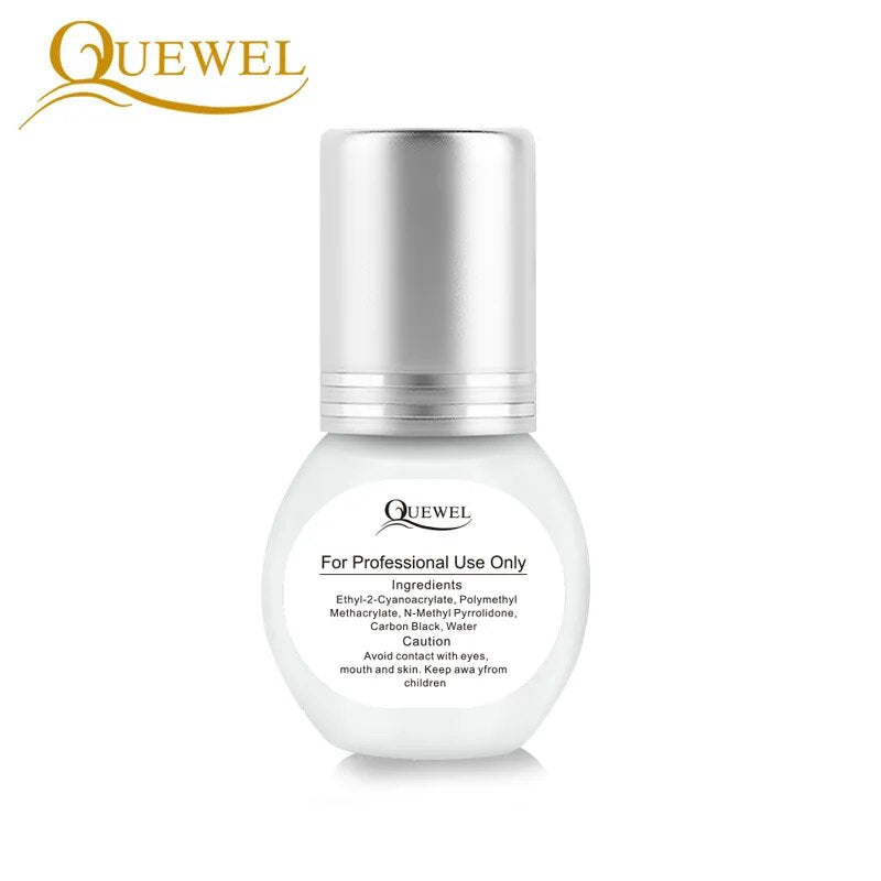 Quewel Eyelash Extension Glue 5ml/Bottle Lash Ultra Super Glue 1-2 s Dry Time Individual Lashes Adhesive Retention 7-8 Weeks