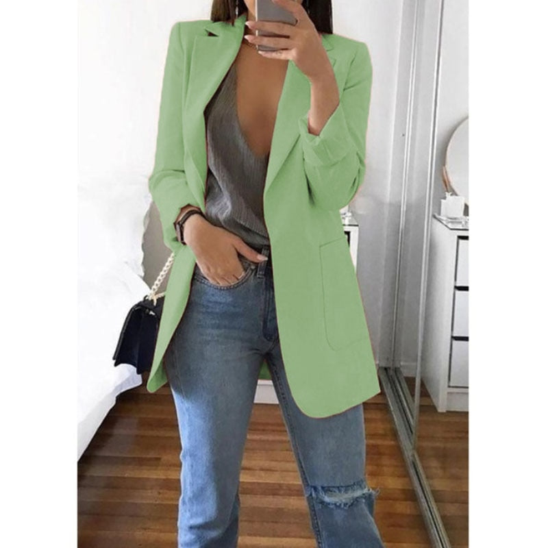 Women's Blazers Jacket 2022 Spring and Autumn Female Jacket Oversize Office Long Sleeve Solid Color Coat Loose Casual Clothes