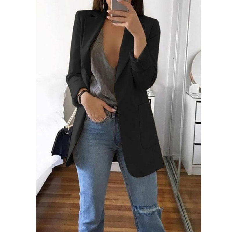 Women's Blazers Jacket 2022 Spring and Autumn Female Jacket Oversize Office Long Sleeve Solid Color Coat Loose Casual Clothes