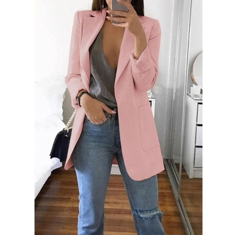 Women's Blazers Jacket 2022 Spring and Autumn Female Jacket Oversize Office Long Sleeve Solid Color Coat Loose Casual Clothes