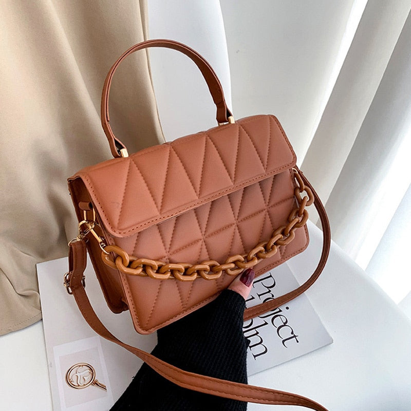 Trendy Plaid Women Shoulder Bag Fashion Chain Crossbody Bags Brand Designer Handbags and Purses Small Flap Top Handle Bags