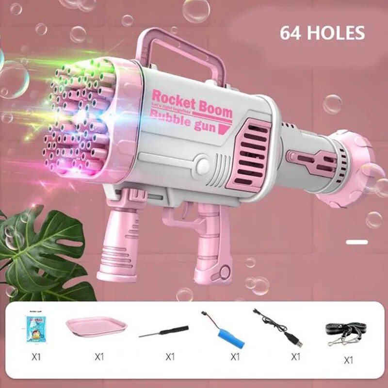 Upgrade Gatling Bubble Guns For Kids Electric Automatic Flashing Bubble Machine Rocket Launcher Children Toys Boys Girls Gift