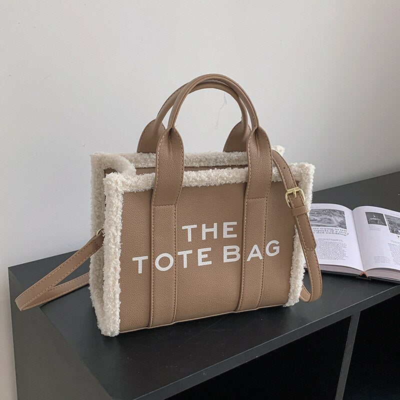 Tote Bag for Women Winter Designer Lamb Wool PU Fashion Letters Handbags Women's Luxury Shoulder Crossbody Bags Handbag Totes