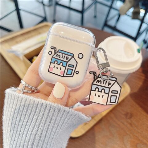 Cute Fresh Flower Earphone Case For AirPods 1 2 Pro Case Transparent TPU Air pods 3 Bluetooth Earphone Charging Box With Keyring