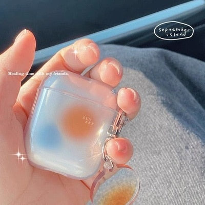 Cute Fresh Flower Earphone Case For AirPods 1 2 Pro Case Transparent TPU Air pods 3 Bluetooth Earphone Charging Box With Keyring