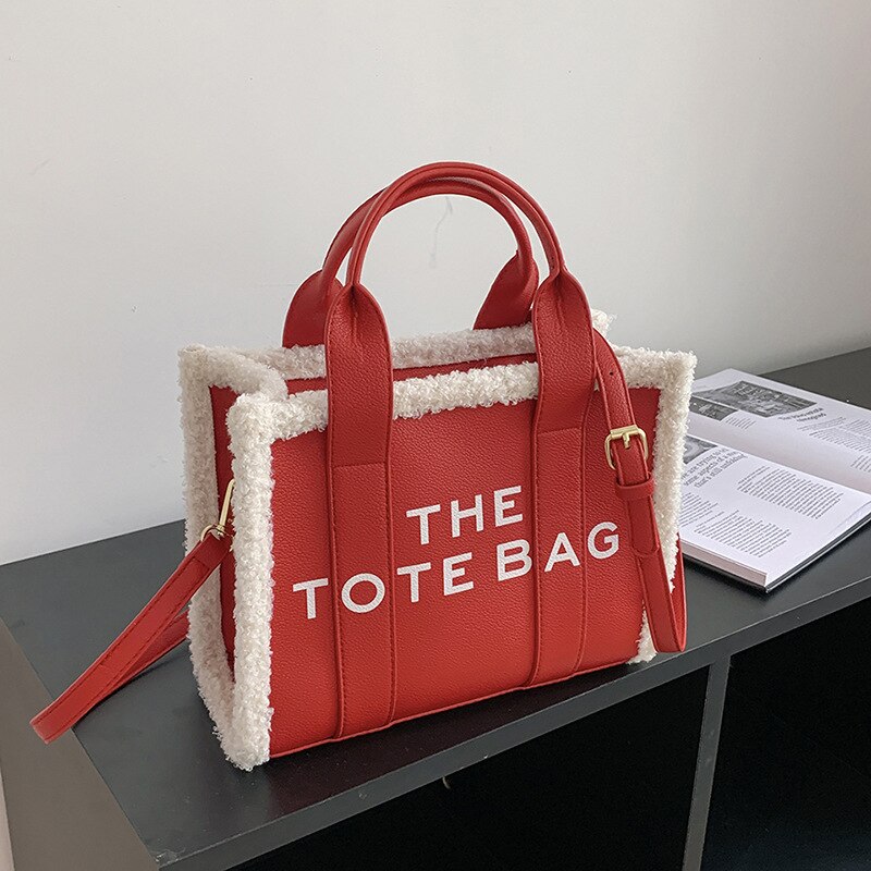 Tote Bag for Women Winter Designer Lamb Wool PU Fashion Letters Handbags Women's Luxury Shoulder Crossbody Bags Handbag Totes