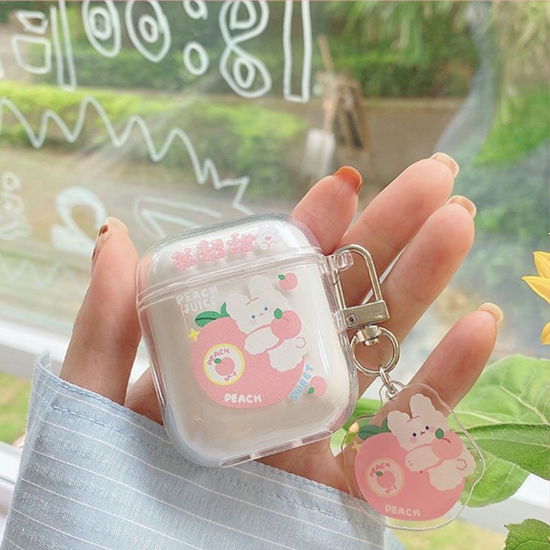 Cute Fresh Flower Earphone Case For AirPods 1 2 Pro Case Transparent TPU Air pods 3 Bluetooth Earphone Charging Box With Keyring