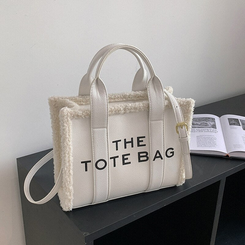 Tote Bag for Women Winter Designer Lamb Wool PU Fashion Letters Handbags Women's Luxury Shoulder Crossbody Bags Handbag Totes