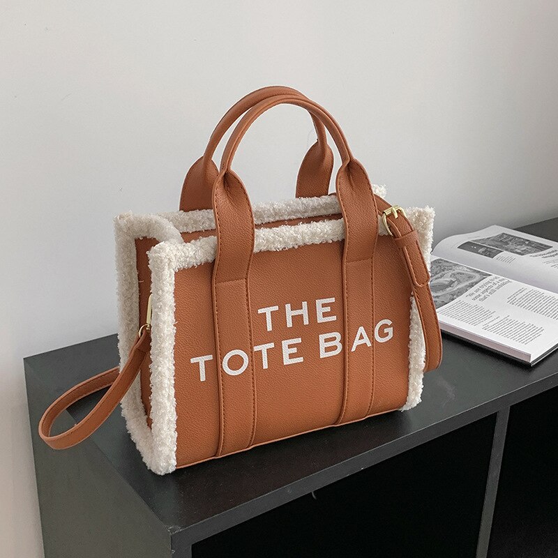 Tote Bag for Women Winter Designer Lamb Wool PU Fashion Letters Handbags Women's Luxury Shoulder Crossbody Bags Handbag Totes