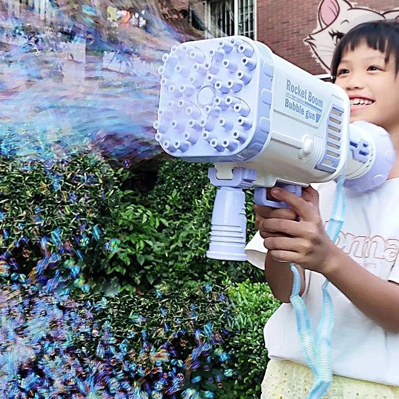 Upgrade Gatling Bubble Guns For Kids Electric Automatic Flashing Bubble Machine Rocket Launcher Children Toys Boys Girls Gift