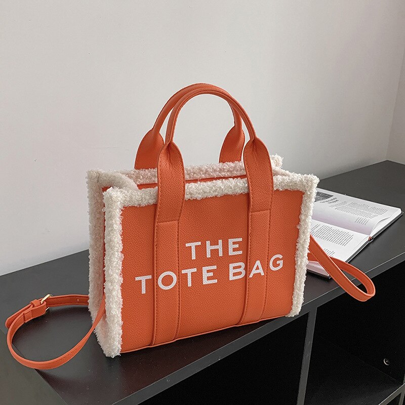 Tote Bag for Women Winter Designer Lamb Wool PU Fashion Letters Handbags Women's Luxury Shoulder Crossbody Bags Handbag Totes