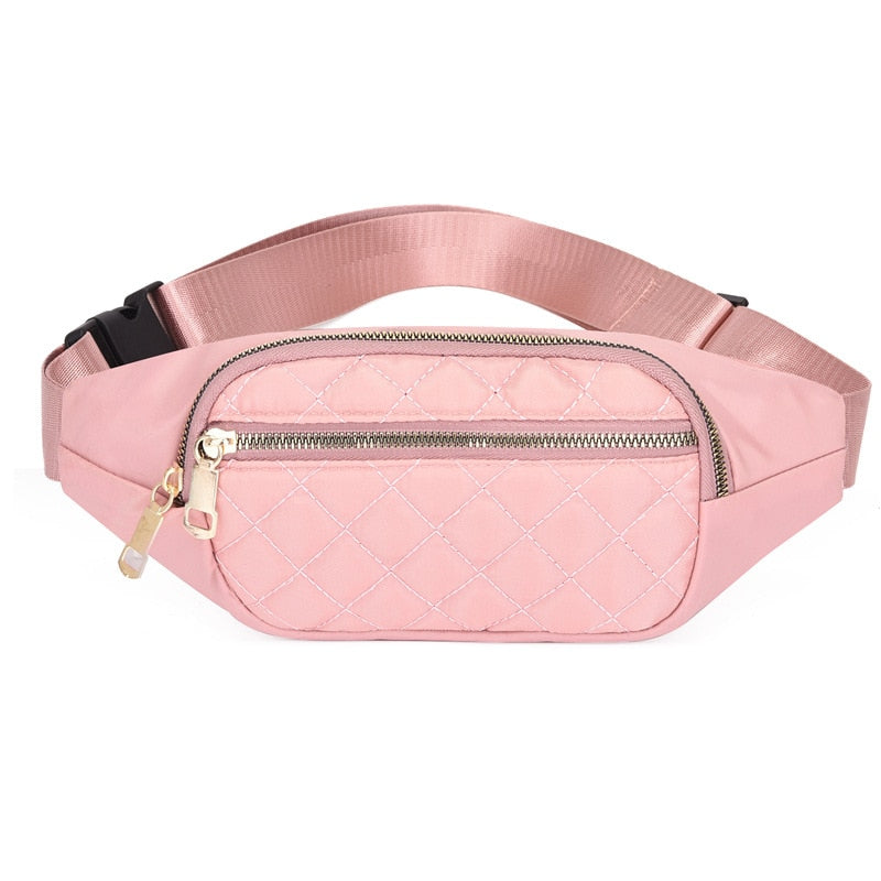 Women Plaid Waist Bag Female Oxford Waterproof Belt Bags Designer Crossbody Chest Bag Ladies Fashion Fanny Pack Banana Hip Purse