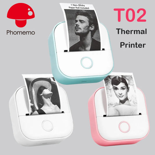 Phomemo T02 Mini Portable Printer Thermal Printing 53mm Sticker Wireless Inkless Mini Pocket Printer Self-adhesive Label Printer