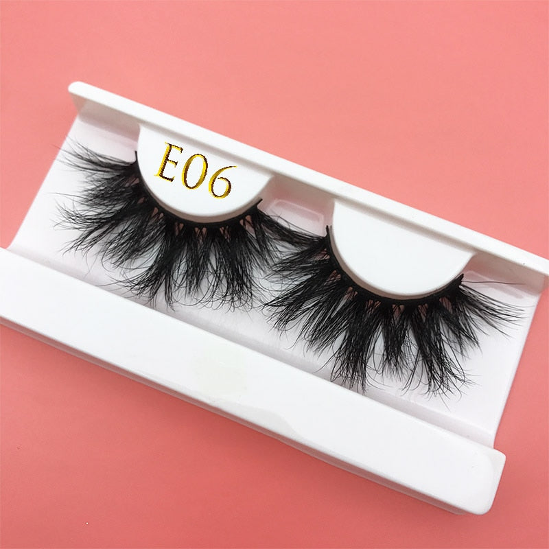 3D MIKIWI real mink lash 25mm E01 extra length and fluffy luxury mink eyelashes natural thick Eye lashes wispy makeup extension