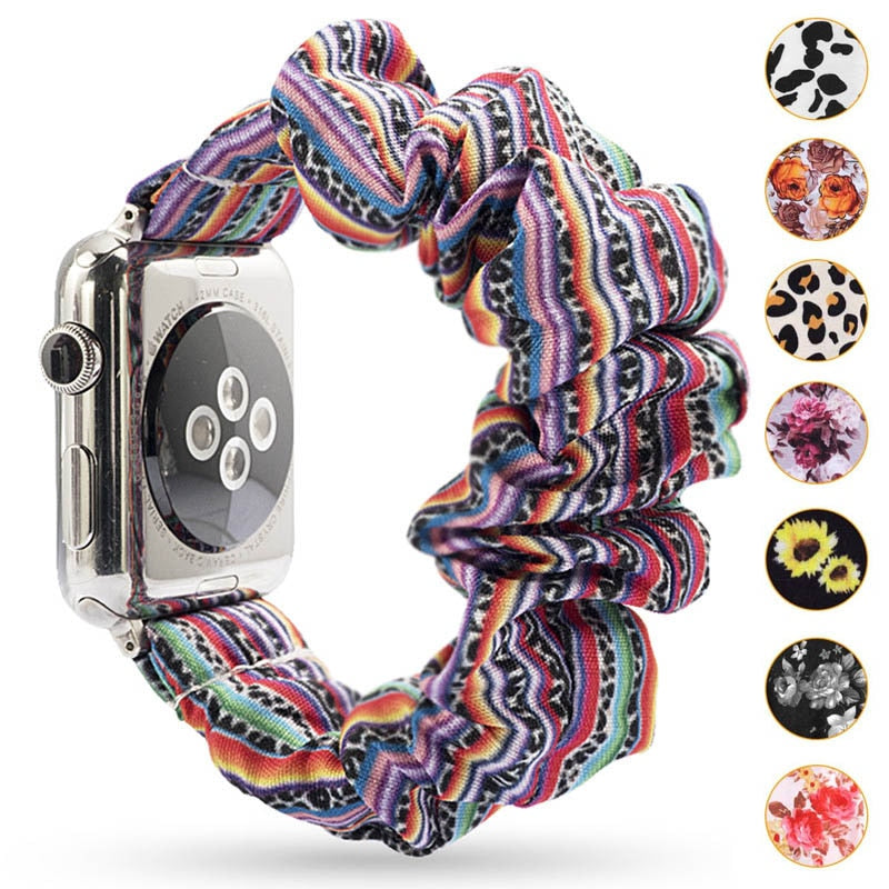 Scrunchie Elastic Band for Apple Watch 7 6 5 4 3 42mm 44mm sport strap Bracelet for iwatch wrist series 7 45 41 mm