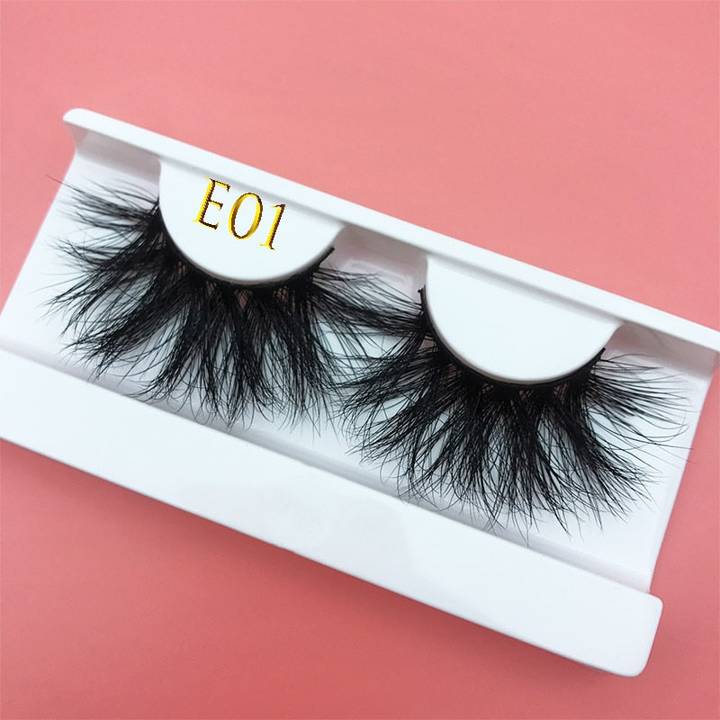 3D MIKIWI real mink lash 25mm E01 extra length and fluffy luxury mink eyelashes natural thick Eye lashes wispy makeup extension