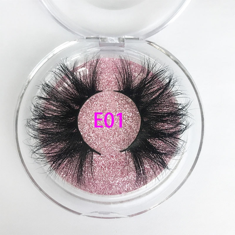 3D MIKIWI real mink lash 25mm E01 extra length and fluffy luxury mink eyelashes natural thick Eye lashes wispy makeup extension