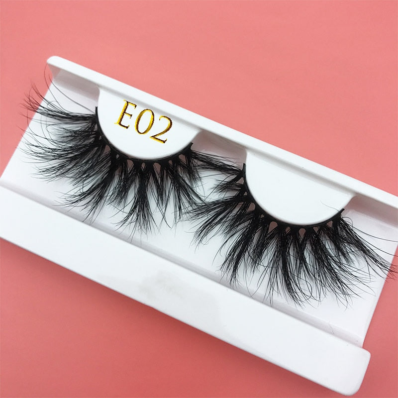 3D MIKIWI real mink lash 25mm E01 extra length and fluffy luxury mink eyelashes natural thick Eye lashes wispy makeup extension