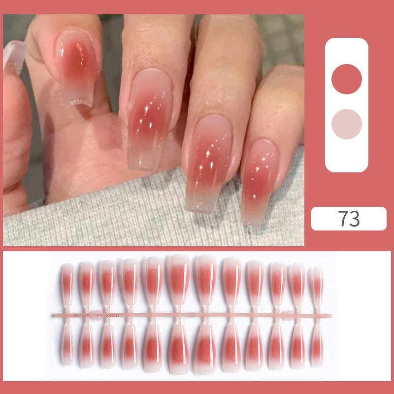 Matte False Nail Tips Solid Color Matte Super Long Coffin False Nail Ballet Press on Nails Tips for Artificial Fingernails