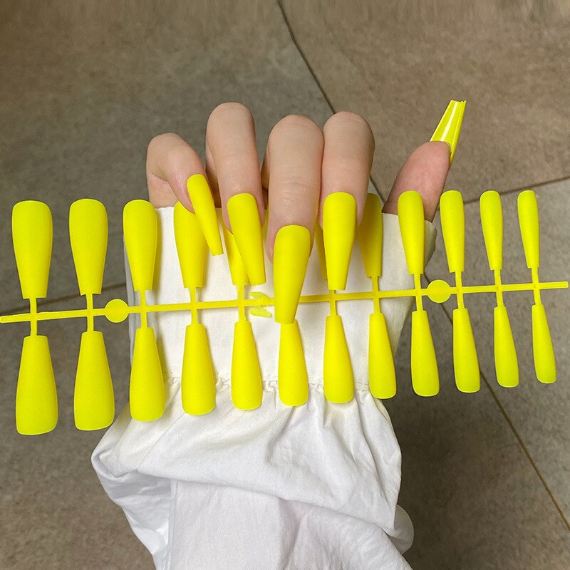 Matte False Nail Tips Solid Color Matte Super Long Coffin False Nail Ballet Press on Nails Tips for Artificial Fingernails